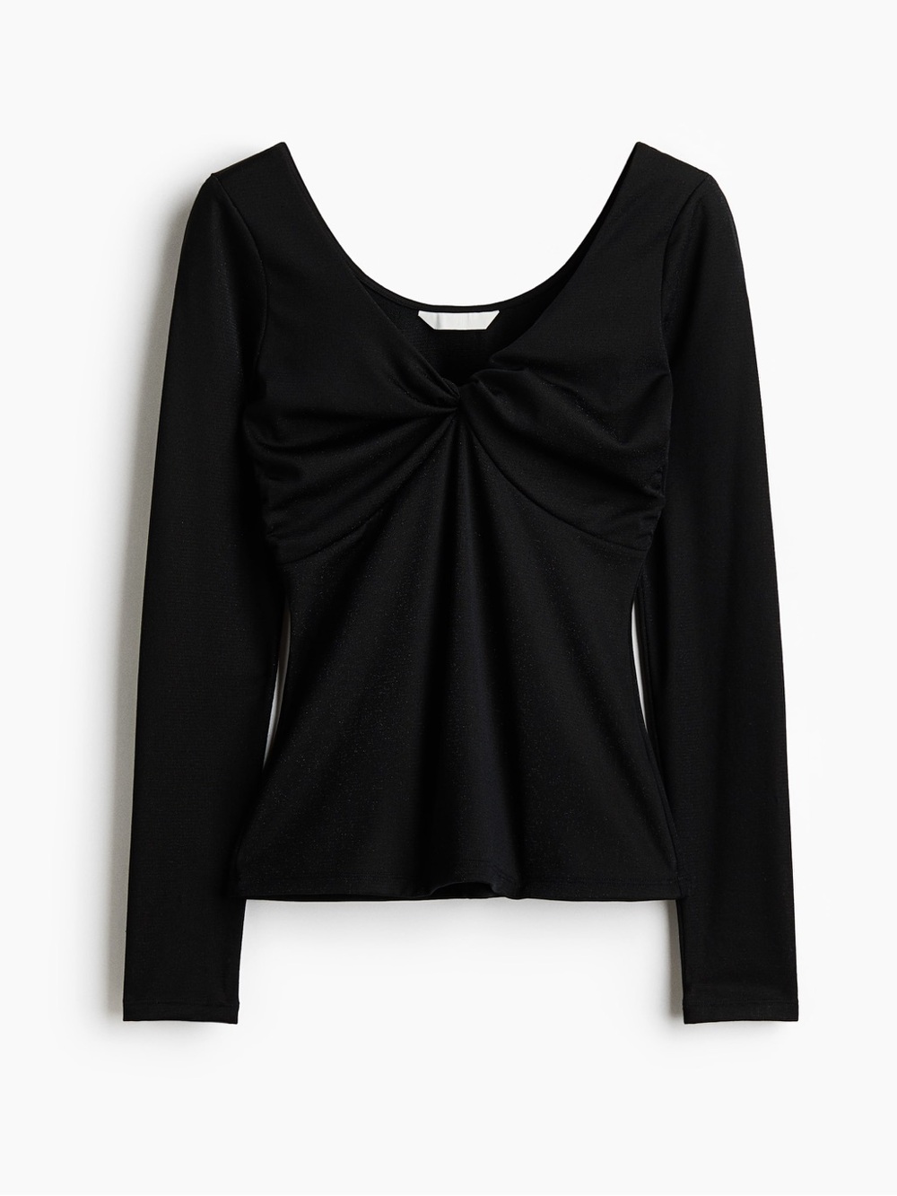 H&M glittery black long sleeve V-neck top size M metallic knit New with tags